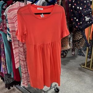 You & Me Coral Ruffle Sleeve Babydoll Dress